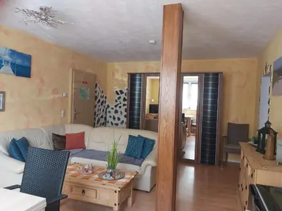 Ein Sitzbereich in der Unterkunft Ferienapartmenthaus am Rittertor