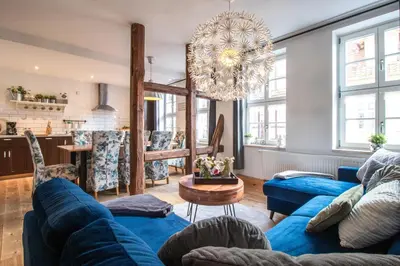 Ein Sitzbereich in der Unterkunft Apartmenthaus Mathilde
