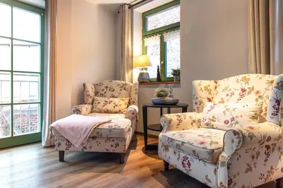 Ein Sitzbereich in der Unterkunft Apartmenthaus Mathilde