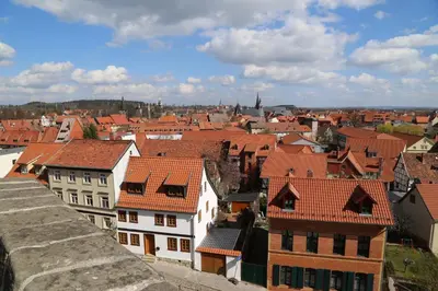 Ein allgemeiner Blick auf Quedlinburg oder ein Stadtblick von des Ferienhauses aus