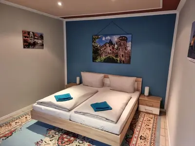 Ein Bett oder Betten in einem Zimmer der Unterkunft Ferienhaus Wernigerode 