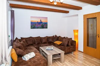 Ein Sitzbereich in der Unterkunft Ferienhaus Wernigerode 