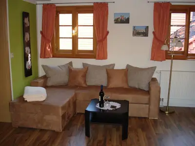 Ein Sitzbereich in der Unterkunft Ferienhaus am Oeringer Tor