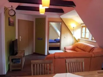 Ein Sitzbereich in der Unterkunft Ferienhaus am Oeringer Tor