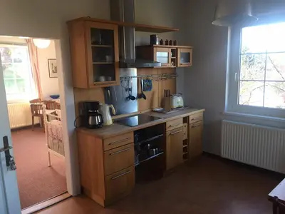 Küche/Küchenzeile in der Unterkunft Ferienwohnung im Blauen Haus