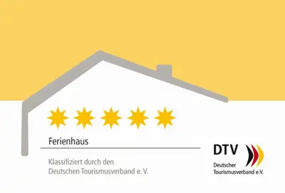 Ein Zertifikat, Auszeichnung, Logo oder anderes Dokument, das in der Unterkunft Ferienhaus Sonnenwinkel ausgestellt ist