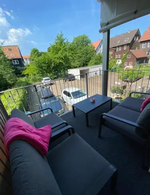 Ein Balkon oder eine Terrasse in der Unterkunft Erboys Ferienwohnung