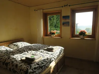 Ein Bett oder Betten in einem Zimmer der Unterkunft Ferienhaus Sonne, Harz und Sterne