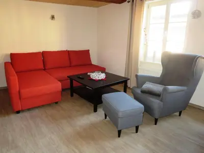 Ein Sitzbereich in der Unterkunft Fachwerkresidenz Deuterscher Hof