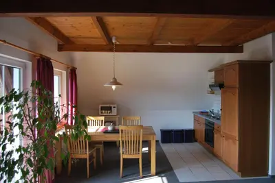 Küche/Küchenzeile in der Unterkunft Ferienwohnung Stricker B, Balkon 1/2