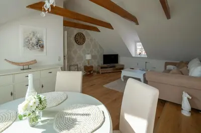 Ein Sitzbereich in der Unterkunft Apartment anno 1720