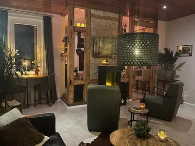 Ein Sitzbereich in der Unterkunft Haus am See