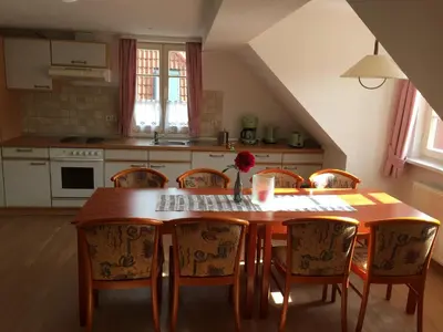 Küche/Küchenzeile in der Unterkunft Haus Heinrich Heine