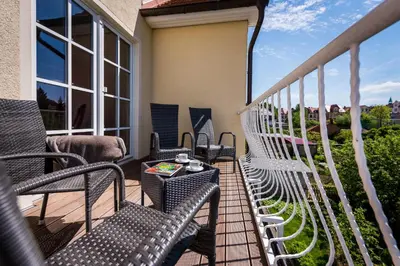 Ein Balkon oder eine Terrasse in der Unterkunft Bellevue Ferienwohnungen