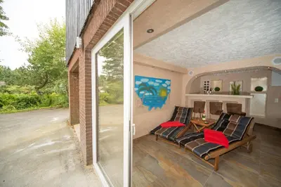 Ein Sitzbereich in der Unterkunft Ferienhaus Gottersitz