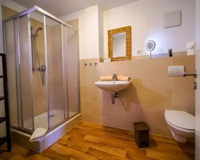Ein Badezimmer in der Unterkunft Ferienwohnungen an der Wassermühle