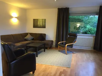 Ein Sitzbereich in der Unterkunft Ferienhaus Goethestrasse