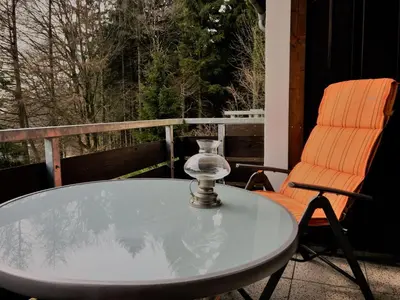 Ein Balkon oder eine Terrasse in der Unterkunft Luchsbutze