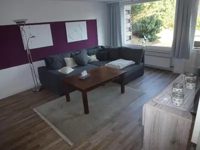 Ein Sitzbereich in der Unterkunft Moderne, ruhige Ferienwohnung in Braunlage Harz inkl WLAN & Netflix