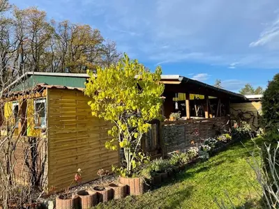 Ein Garten an der Unterkunft Einladendes, freistehendes Ferienhaus in Wienrode