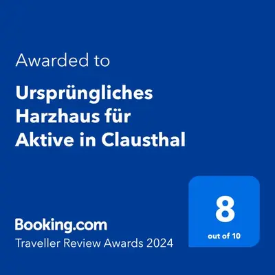 Ein Zertifikat, Auszeichnung, Logo oder anderes Dokument, das in der Unterkunft Ursprüngliches Harzhaus für Aktive in Clausthal ausgestellt ist