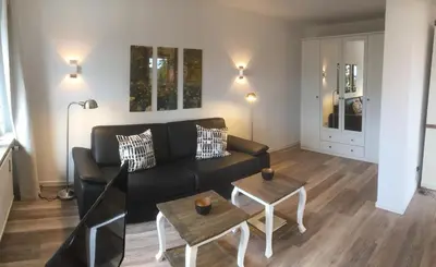 Ein Sitzbereich in der Unterkunft Ferienwohnung An der Jordanshöhe