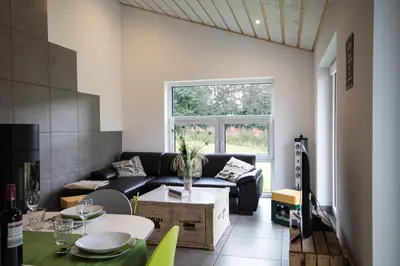 Ein Sitzbereich in der Unterkunft Ferienhaus Selke Am Bach