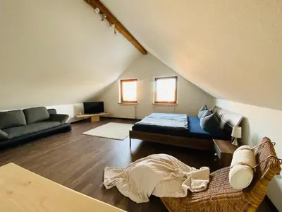 Ein Sitzbereich in der Unterkunft Ferienhaus Jana