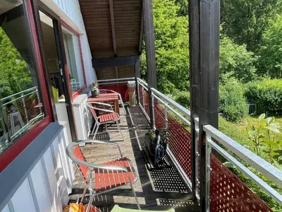 Ein Balkon oder eine Terrasse in der Unterkunft Haus am Oberen Eschenbacher Teich