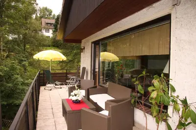 Ein Balkon oder eine Terrasse in der Unterkunft Kurpark Domizil