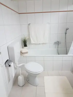 Ein Badezimmer in der Unterkunft Ferienwohnung Mogwitz mit Schwimmbad und Saunanutzung