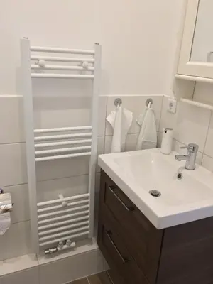 Ein Badezimmer in der Unterkunft FeWo Gut Ohlhof
