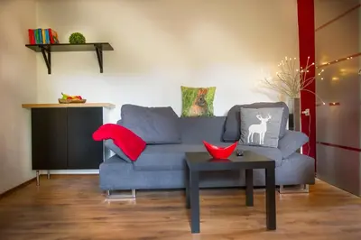 Ein Sitzbereich in der Unterkunft Ferienwohnung Goslar Runenhaus