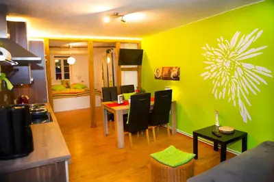 Ein Sitzbereich in der Unterkunft Ferienwohnung Goslar Runenhaus