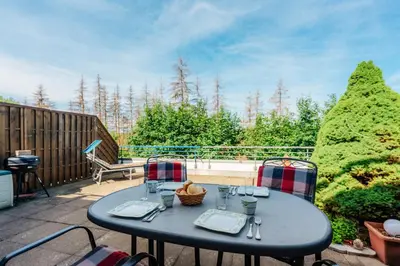 Ein Balkon oder eine Terrasse in der Unterkunft Terrassenhaus Waldblick 637