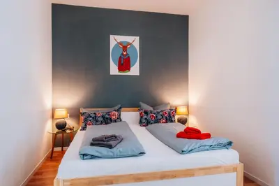 Ein Bett oder Betten in einem Zimmer der Unterkunft Harz Cottage Braunlage