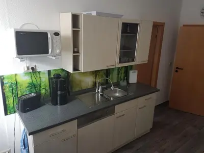 Küche/Küchenzeile in der Unterkunft Zur Alten Oberförsterei