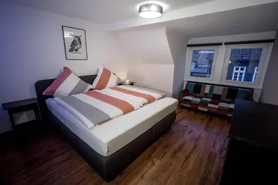 Ein Bett oder Betten in einem Zimmer der Unterkunft Ferienwohnung Hahne