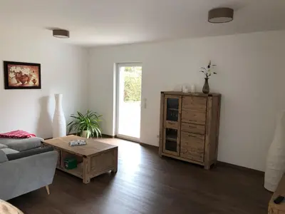 Ein Sitzbereich in der Unterkunft Ferienhaus Harzbett