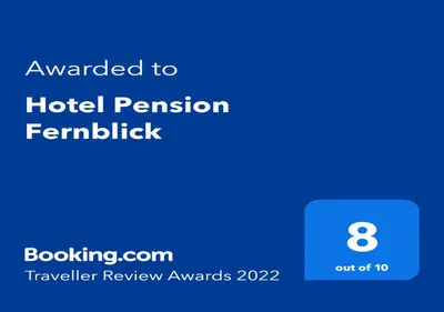 Ein Zertifikat, Auszeichnung, Logo oder anderes Dokument, das in der Unterkunft Hotel Pension Fernblick ausgestellt ist