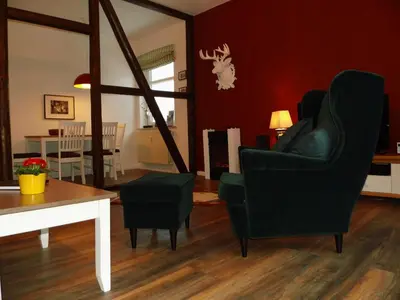 Ein Sitzbereich in der Unterkunft Harzglück