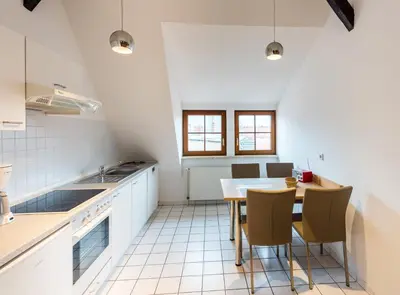 Küche/Küchenzeile in der Unterkunft Theophano´s Appartements im Kornmarkt