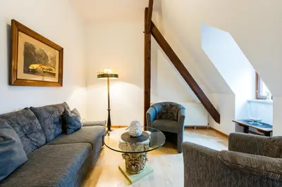 Ein Sitzbereich in der Unterkunft Theophano´s Appartements im Kornmarkt