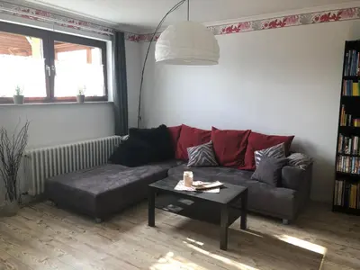 Ein Sitzbereich in der Unterkunft Ferienwohnung Liebing