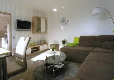 Ein Sitzbereich in der Unterkunft Ferienwohnung Traumblick