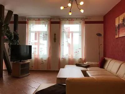 TV/Unterhaltungsangebot in der Unterkunft Ferienwohnung am Bodetal mit Wallbox für E-Auto