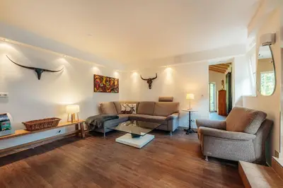 Ein Sitzbereich in der Unterkunft Ferienhaus Thale