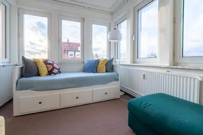 Ein Sitzbereich in der Unterkunft Ferienwohnung Hochgefühl