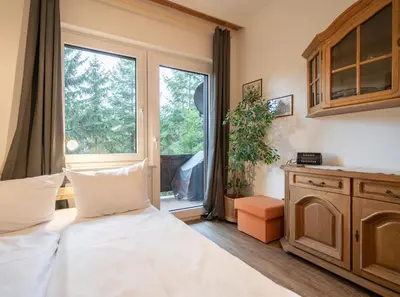 Ein Bett oder Betten in einem Zimmer der Unterkunft Ferienwohnung Fuchsblick