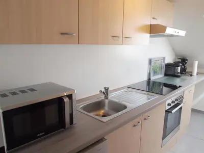 Küche/Küchenzeile in der Unterkunft Ferienwohnung Schimmer Wurmbergblick